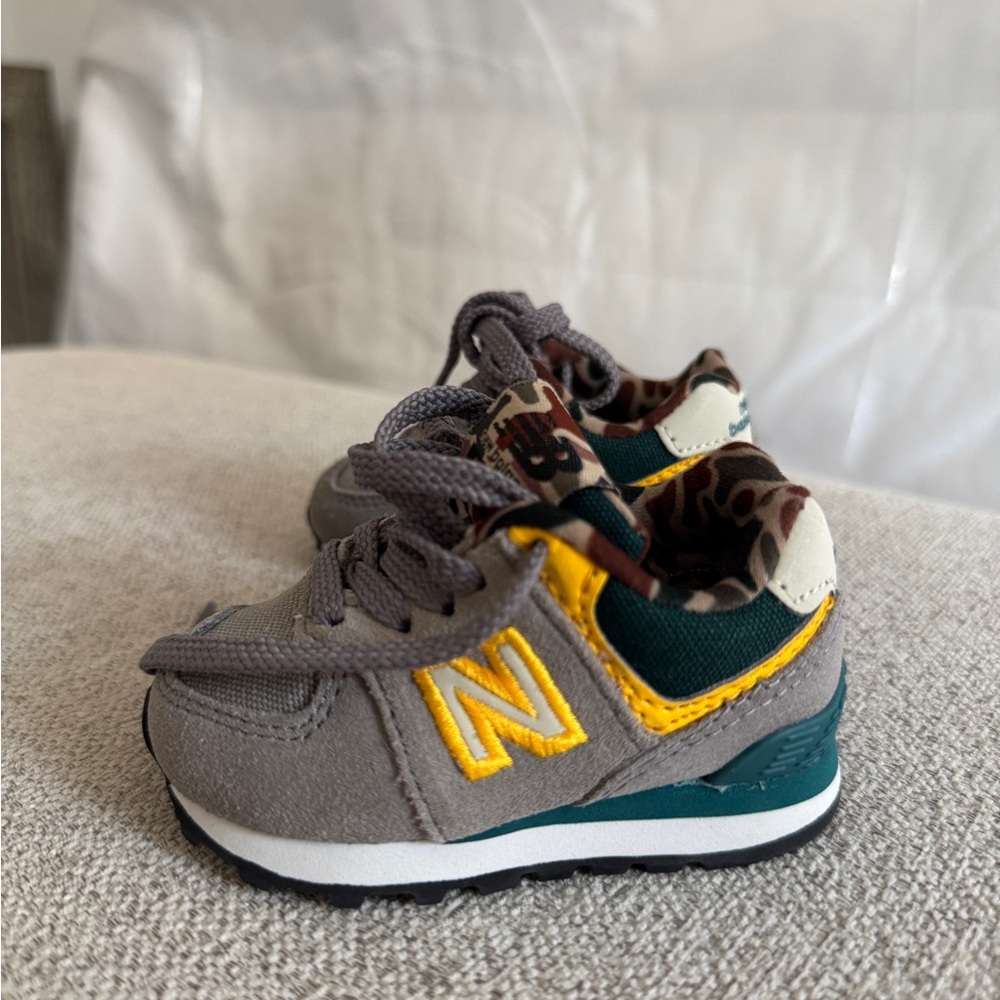 New Balance Baby Sneakers in Gray, Yellow, and Teal